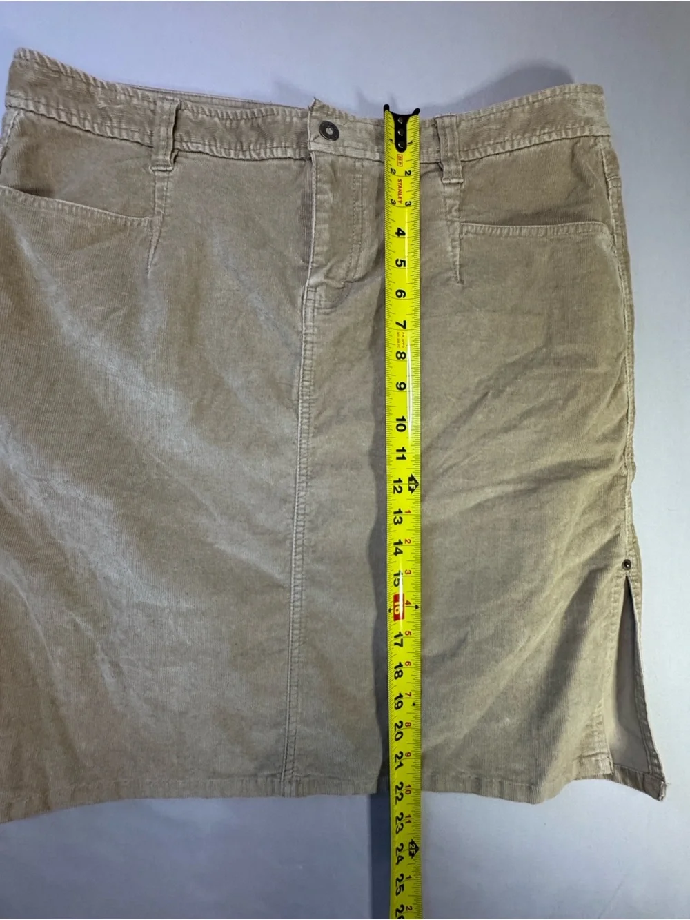 Vintage The North Face Women’s Tan Corduroy Skirt - Classic Casual, Size 16
